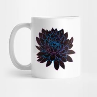 Colorful chrysanthemum or Mums flower drawing - light blue faded to red and purple Mug